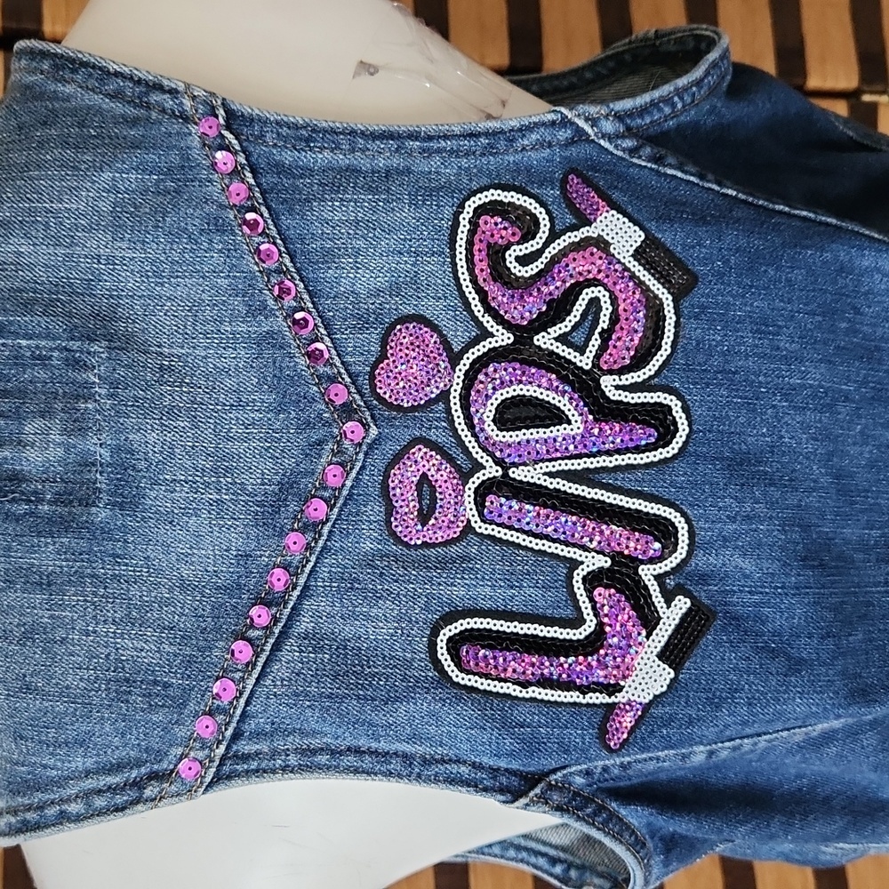 Custom made sequin jean vest
